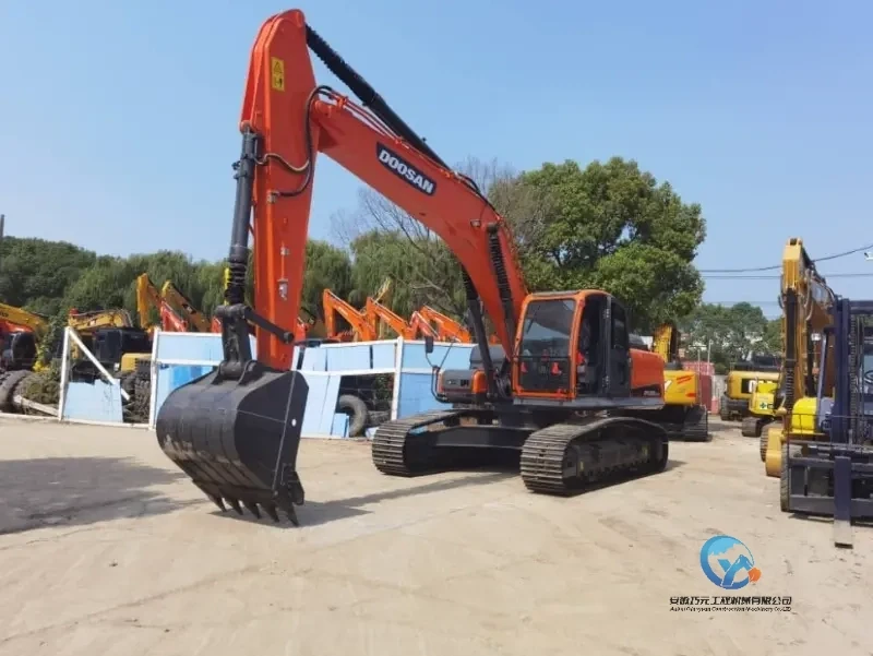 Used Doosan excavator at a construction site